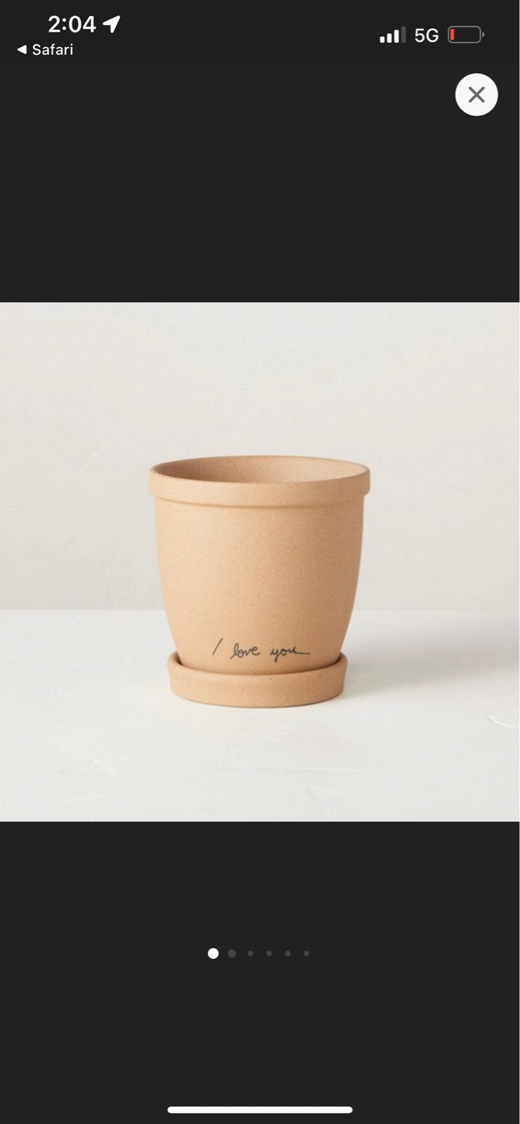 New Hearth & Hand Stoneware Planter w Etched I Love You