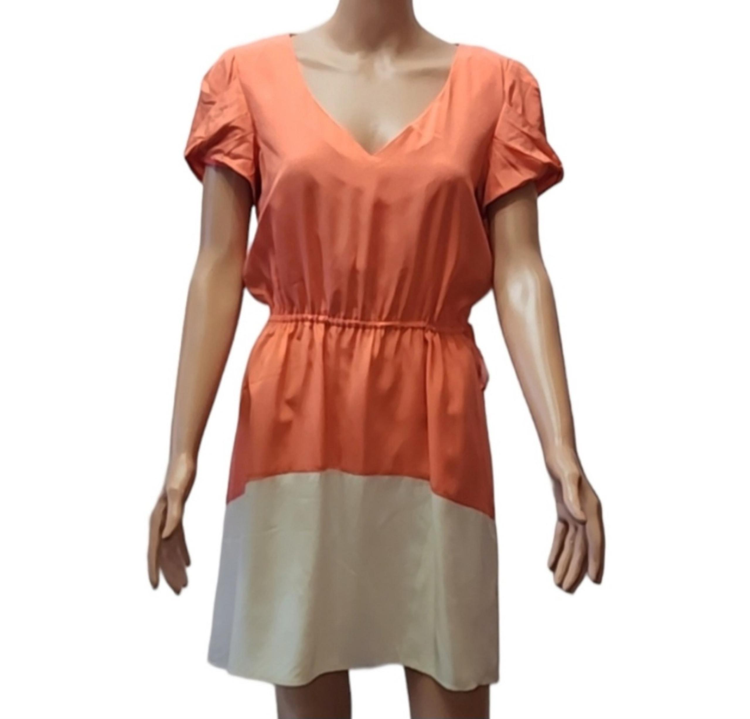 Julie Dillon Women's Silk Colorblock Peach/Beige  Dress Size 6 Small