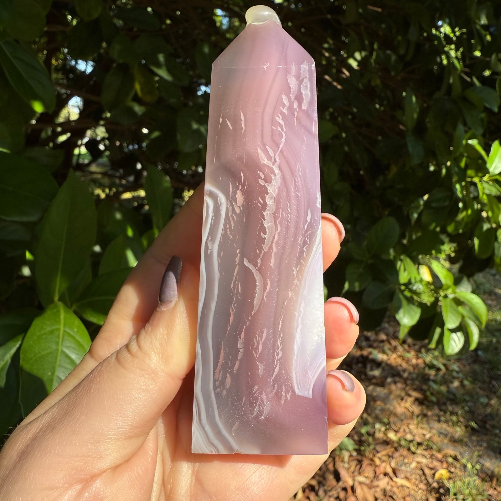 Rare Pink Jelly Agate Crystal Tower