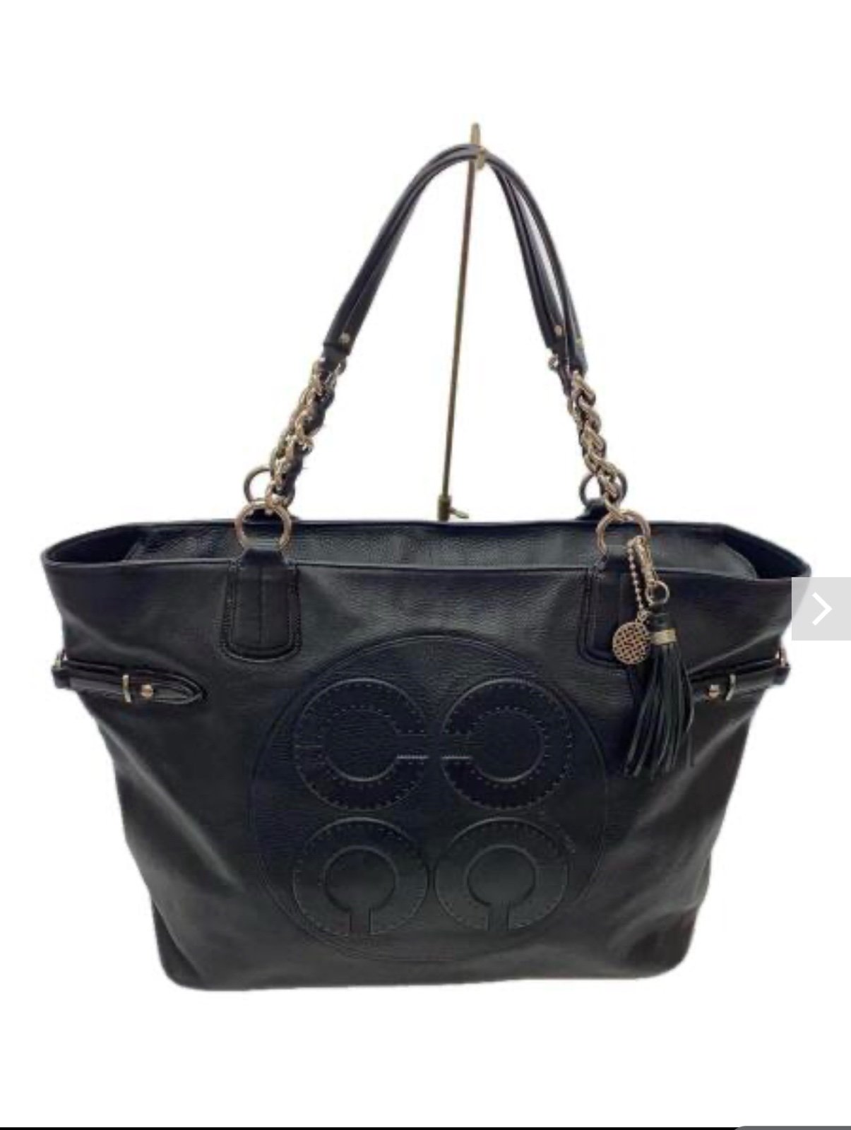 Coach Colette Leather Op Art Logo Tote in Black