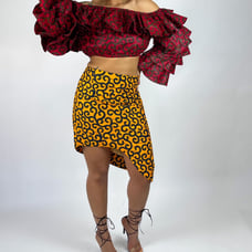 African Print Ankara Handmade Yellow Asymmetrical Skirt
