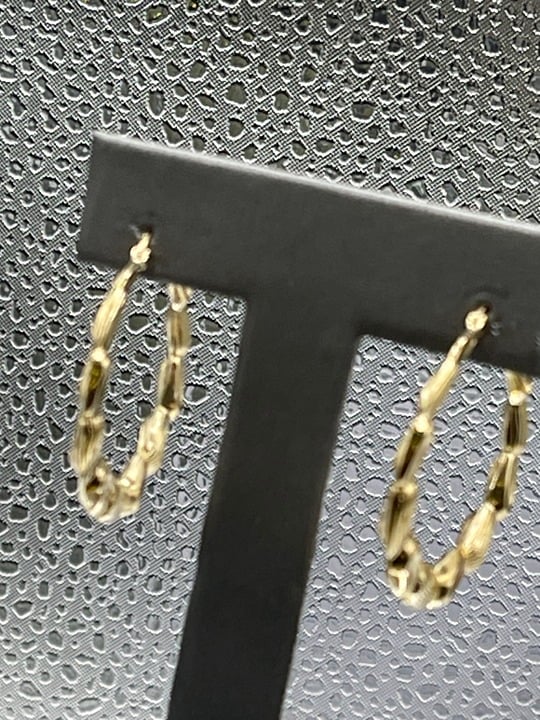 Ladies 10 Karat Solid Yellow Gold Round Hoop Earrings