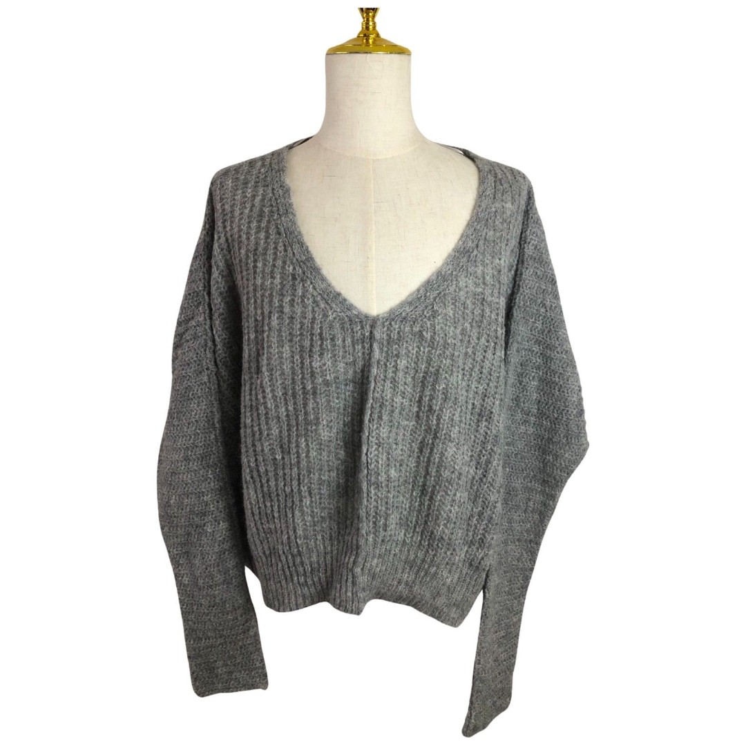 Free People Deep V Neck Pullover Sweater Alpaca Large Peru Slouchy
