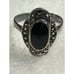 Vintage Black Onyx Marcasite Sterling Silver Ring. Size 10
