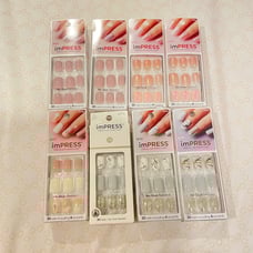 8 x Kiss Assort Impress Press On Nails Pink Jeweled Almond, Purple, Marble NIB