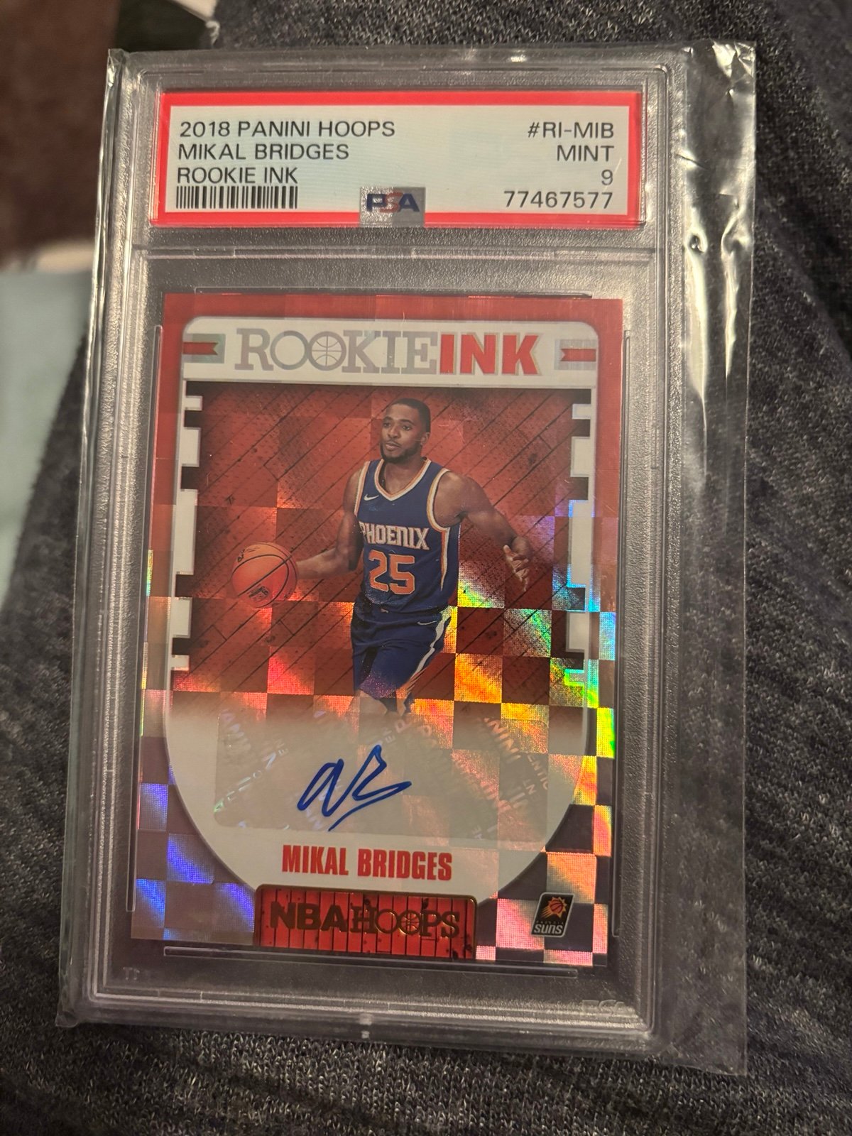 2018-19 NBA Hoops Mikal Bridges Rookie Ink Auto Autograph RC PSA 9 Knicks