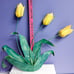 Vintage Mid Century Yellow/Gr Painted Metal 3Tulip/Floral Wall Hanging Sculpture