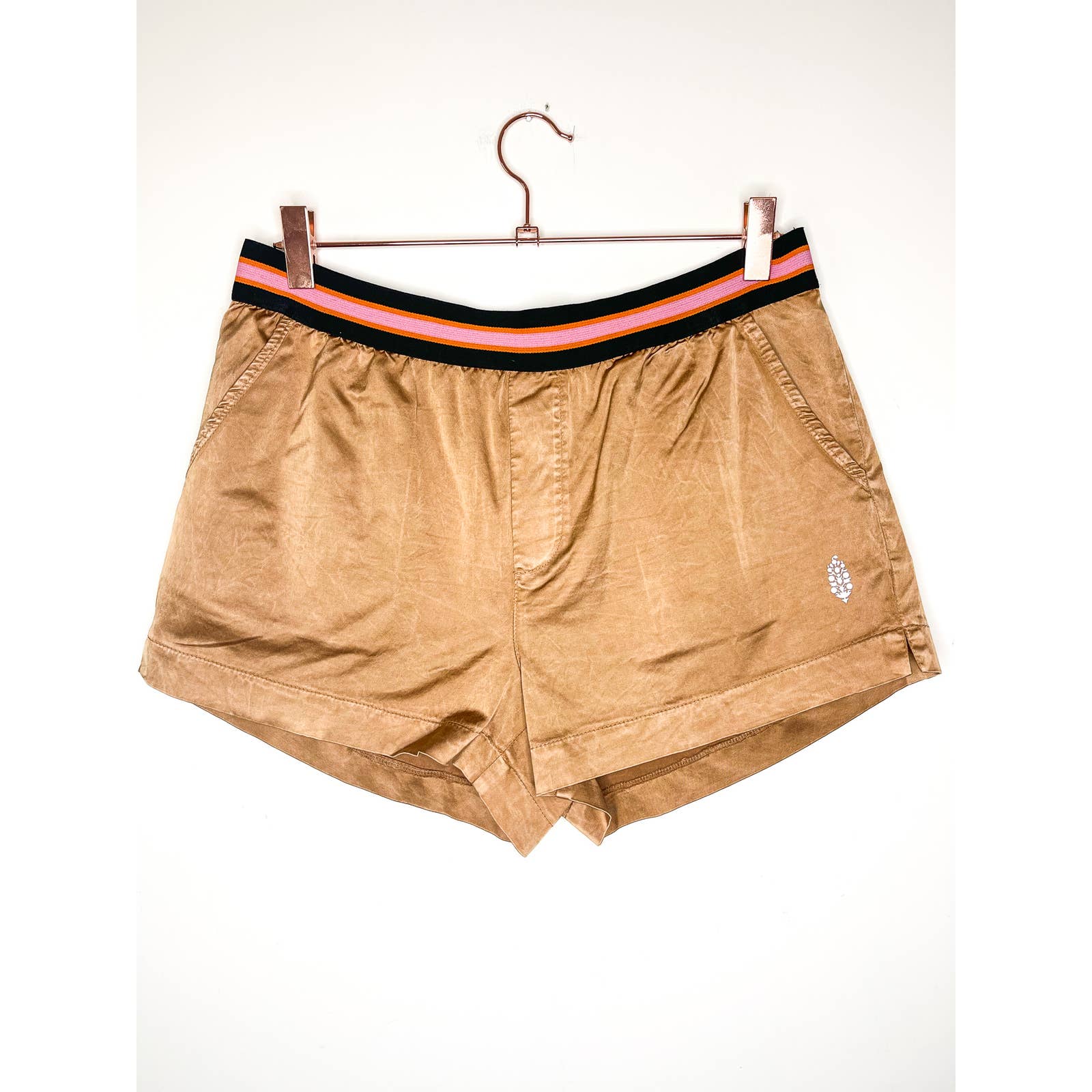Free People Movement Satin Sporty Shorts in Copper Size Medium