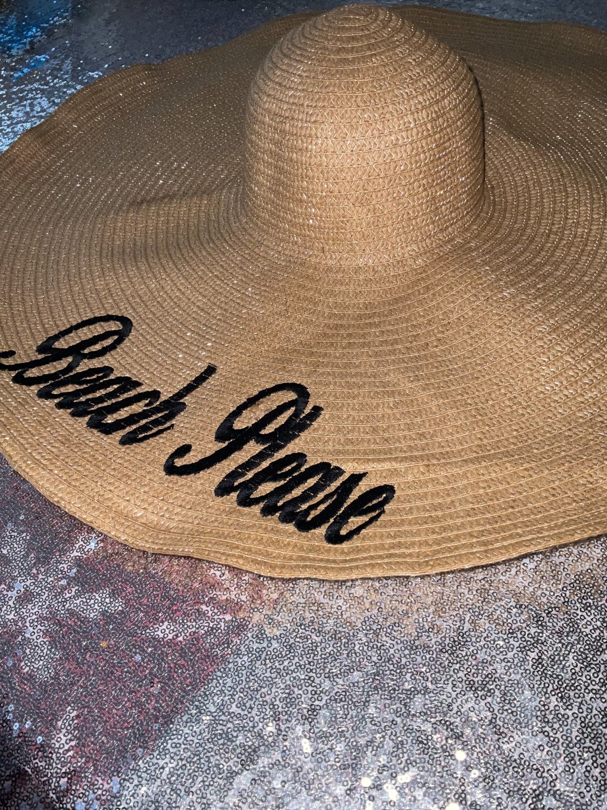 Oversized Embroidered beach Hat - Beach Please