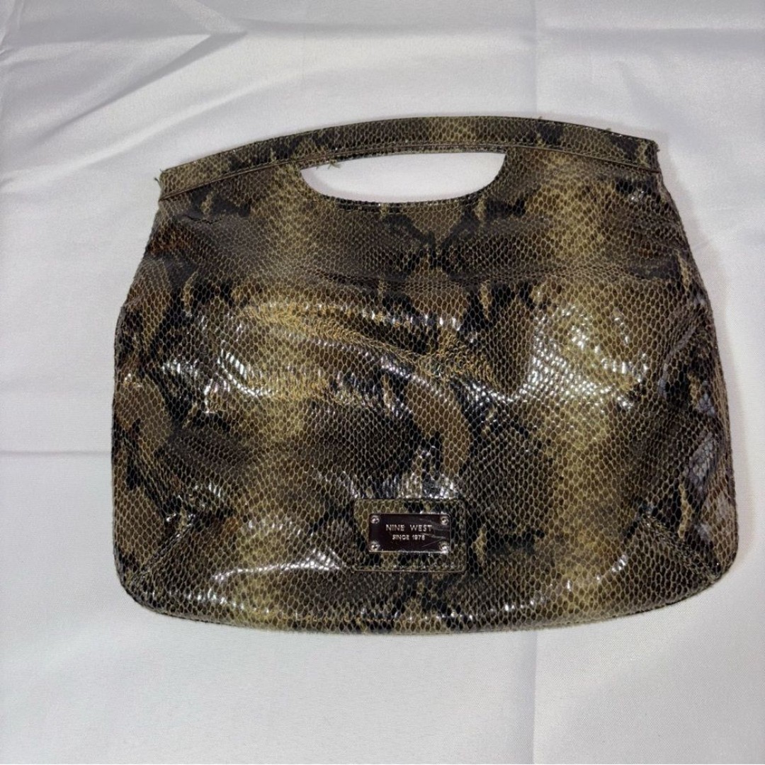 Nine West Faux Snakeskin Large Clutch Handbag