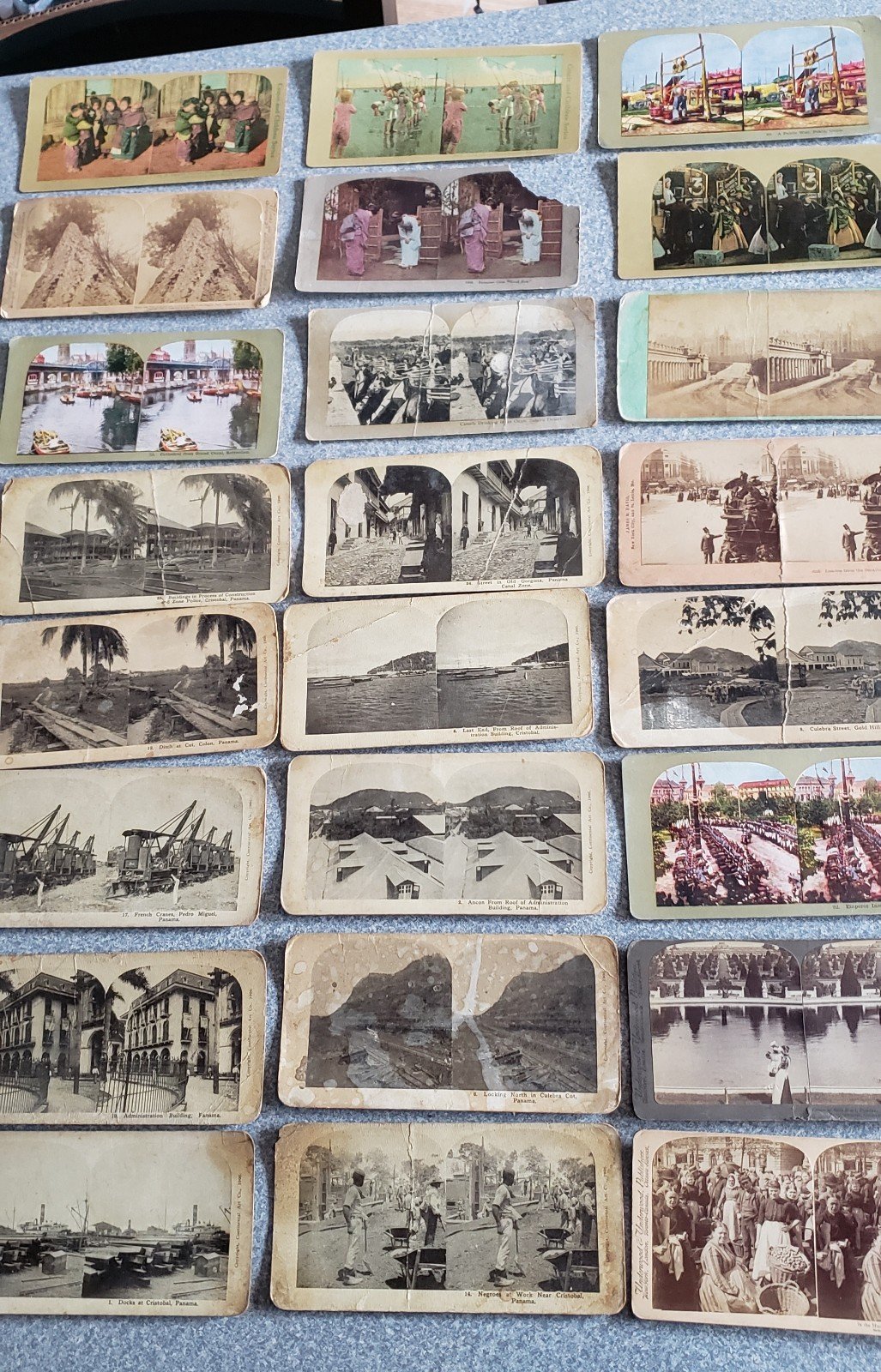 36 Travel Stereograph Cards-Paris, Moulin Rouge, Italy, Germany, Panama Canal