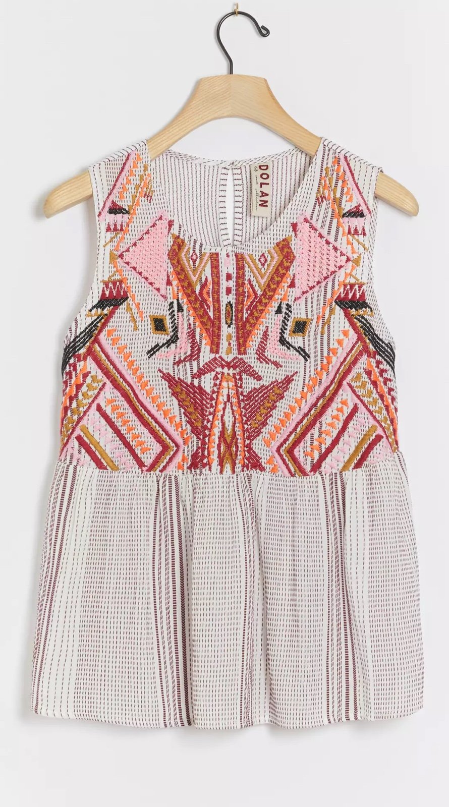 Anthropologie Dolan Velia Embroidered Top Women’s Large White & Red