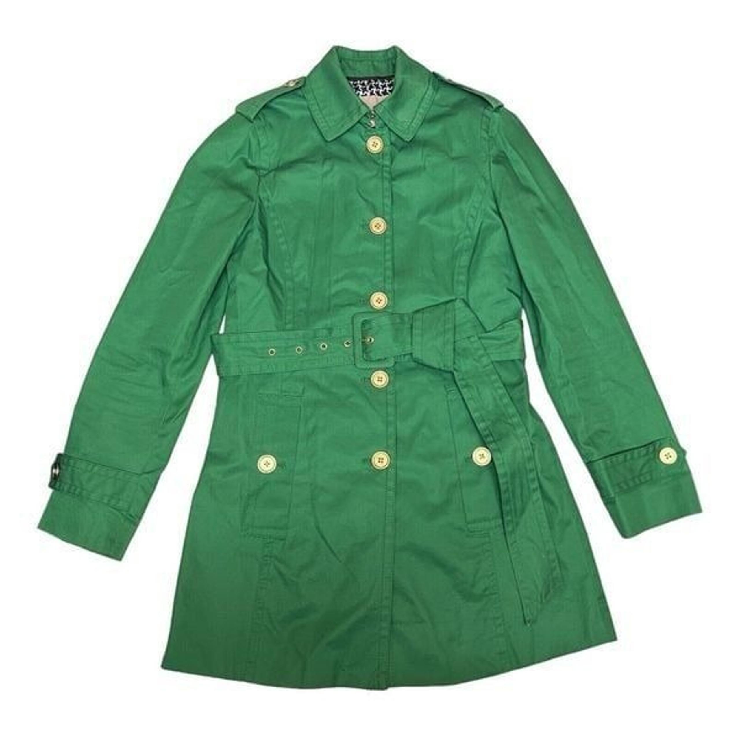 Banana Republic XS Kelly Green Cotton Trench Coat Preppy Bright Transitional