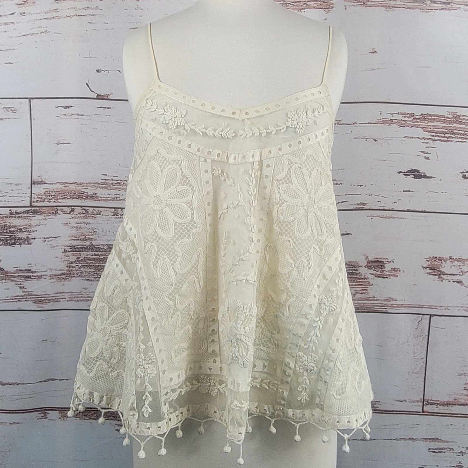 Topshop Kate Moss Swing Lace Crochet Cami Cream Size 4
