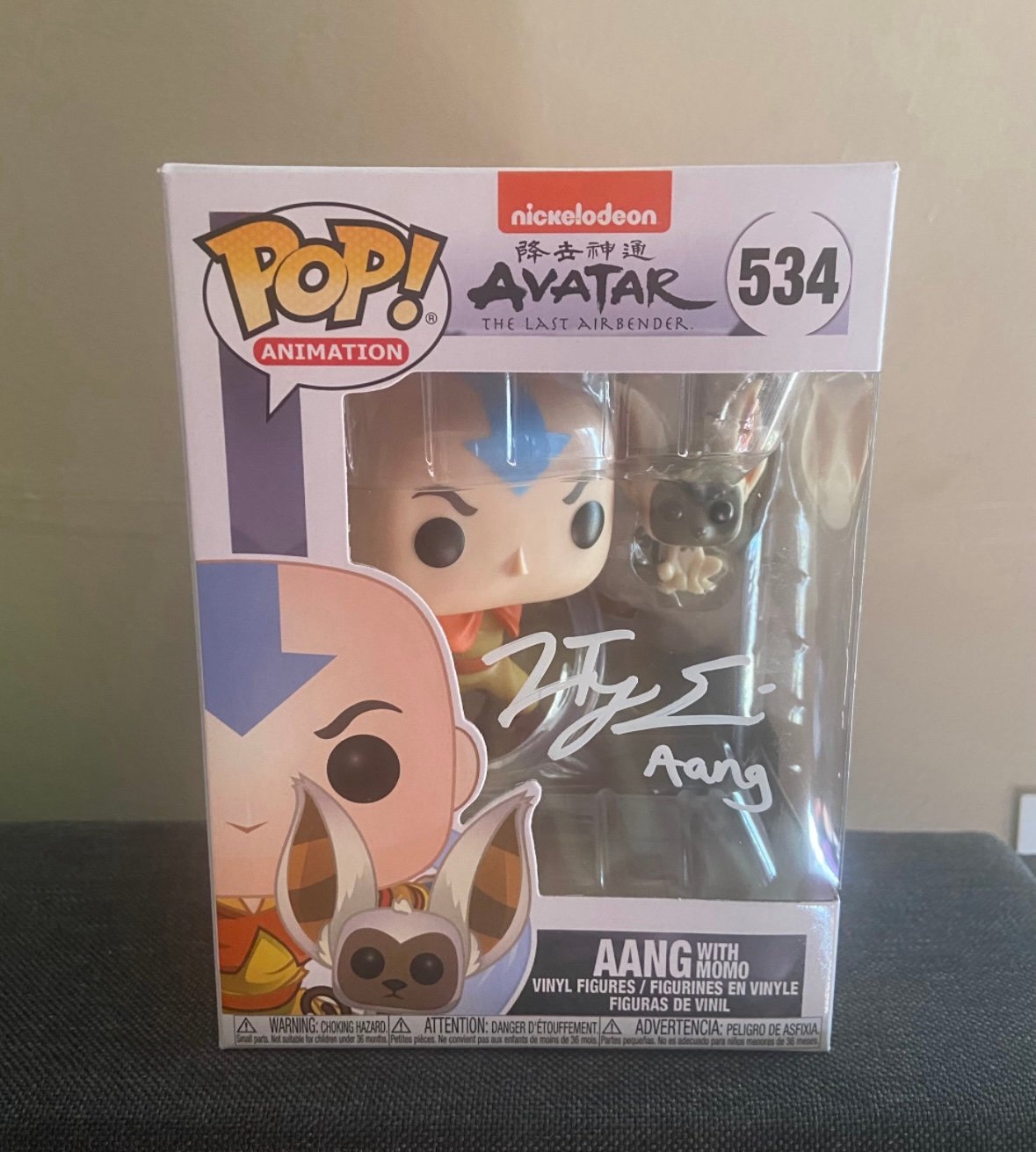 Aang with Momo Signed Funko Pop Zach Tyler Eisen