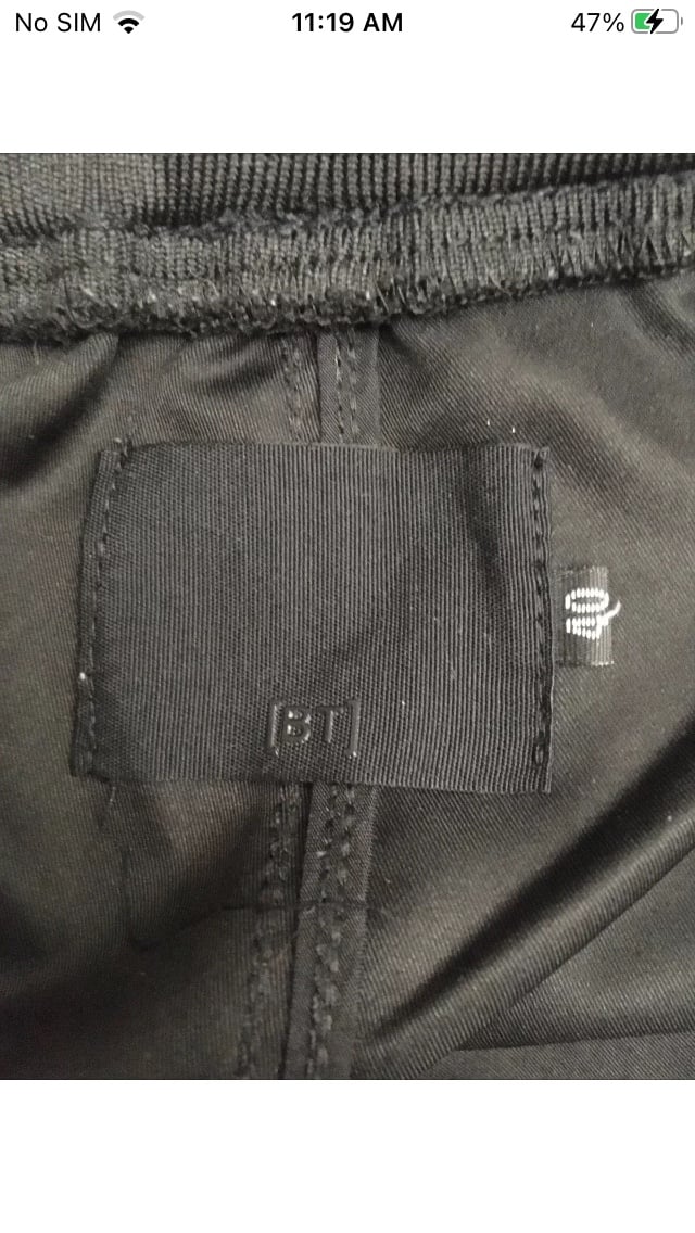 Men’s BT Black Cargo Streetwear Cargo Tapered Pants Size 40 Black Drawstring - detail