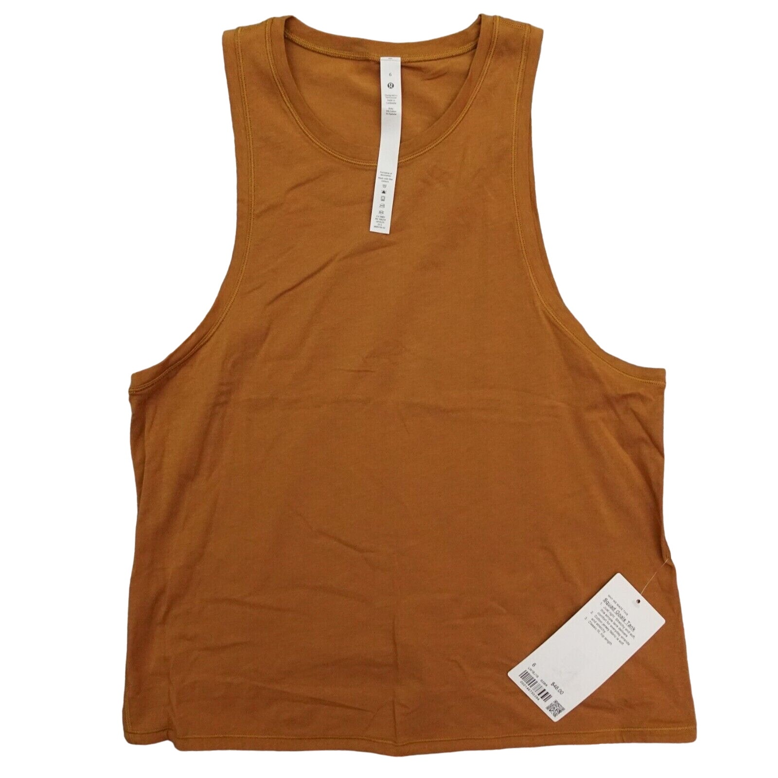 Lululemon Squad Goals Tank Size 6 Cotton SDBR Spiced Bronze Golden Yellow Brown