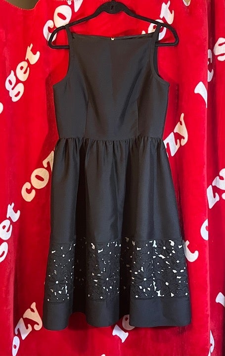 Free Gift! Kate Spade Spaghetti strap black size 8 floral cut out dress