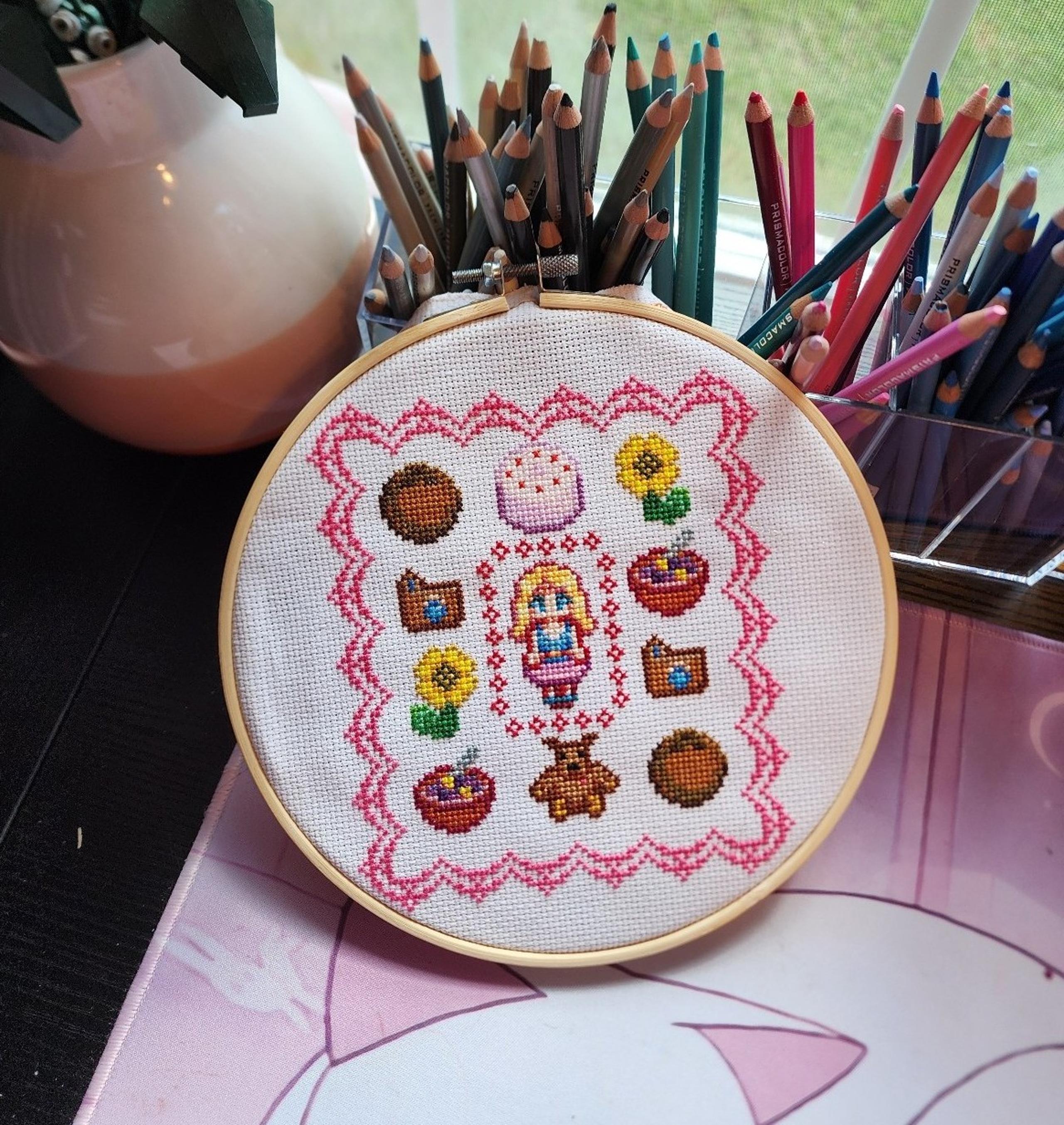 Stardew valley Haley cross stitch