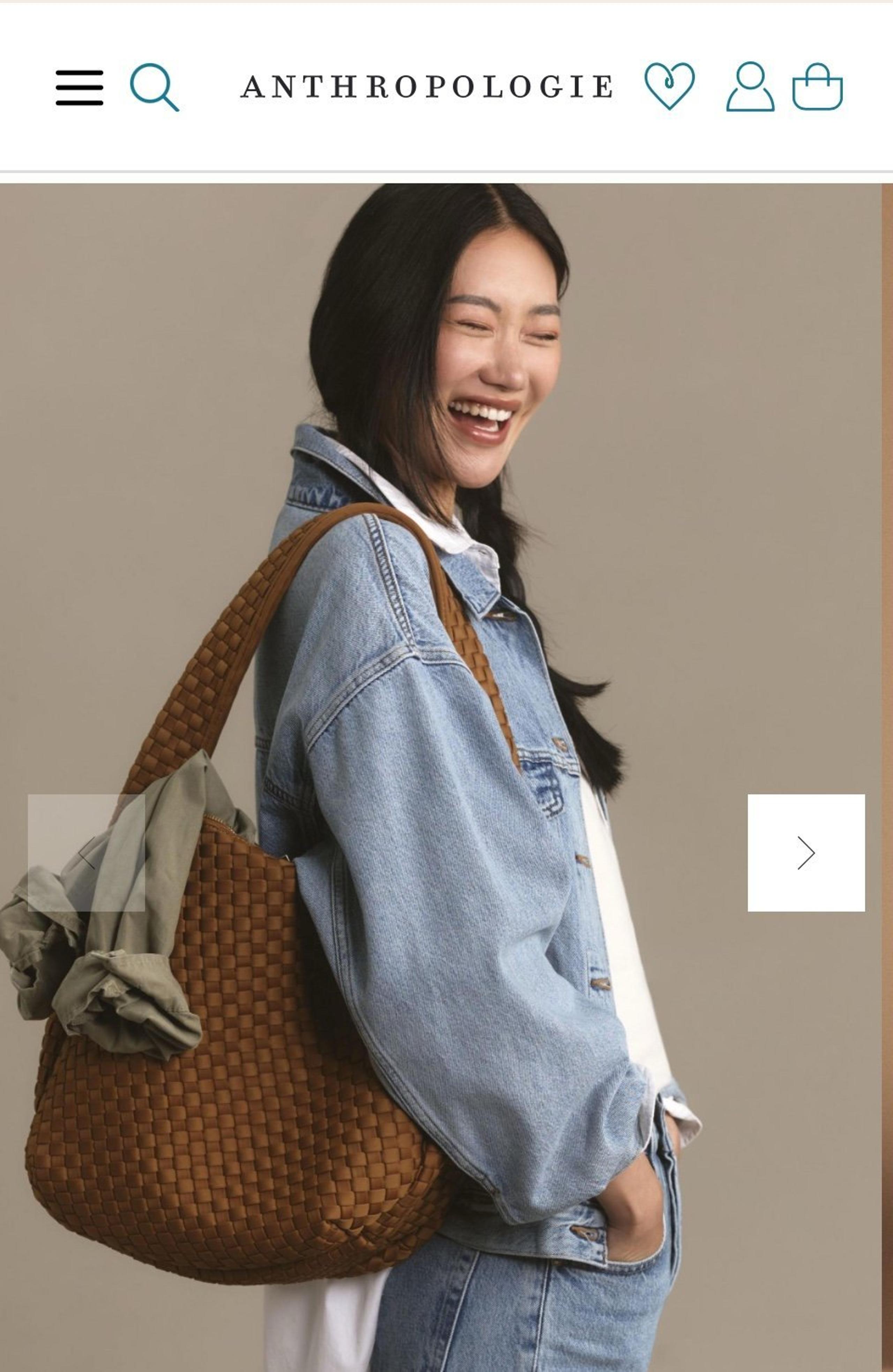 Anthropologie Woven Neoprene Satchel in Tan NWT (retails for $138)