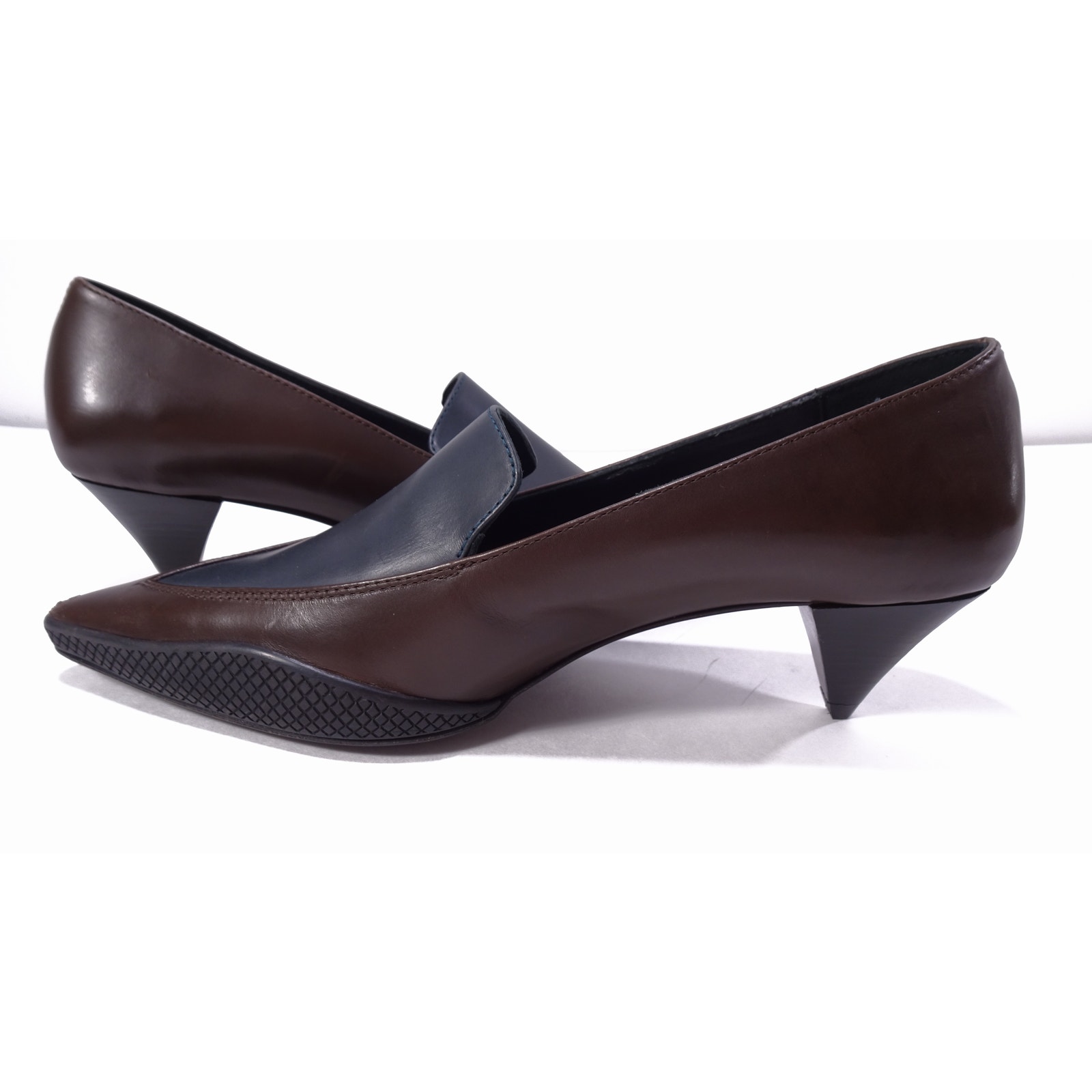 Theory Project Leather Rubber Pointed Cone Heel Loafers Pumps 37 NWOT 498