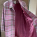 LL Bean Wool Pink Plaid Woven Cross Hatch Peacoat Trench Coat