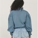 Something Navy Hattie blue ruffle mockneck bow cuff sleeve knit sweater top