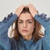 Something Navy Hattie blue ruffle mockneck bow cuff sleeve knit sweater top