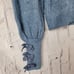 Something Navy Hattie blue ruffle mockneck bow cuff sleeve knit sweater top