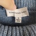 Something Navy Hattie blue ruffle mockneck bow cuff sleeve knit sweater top
