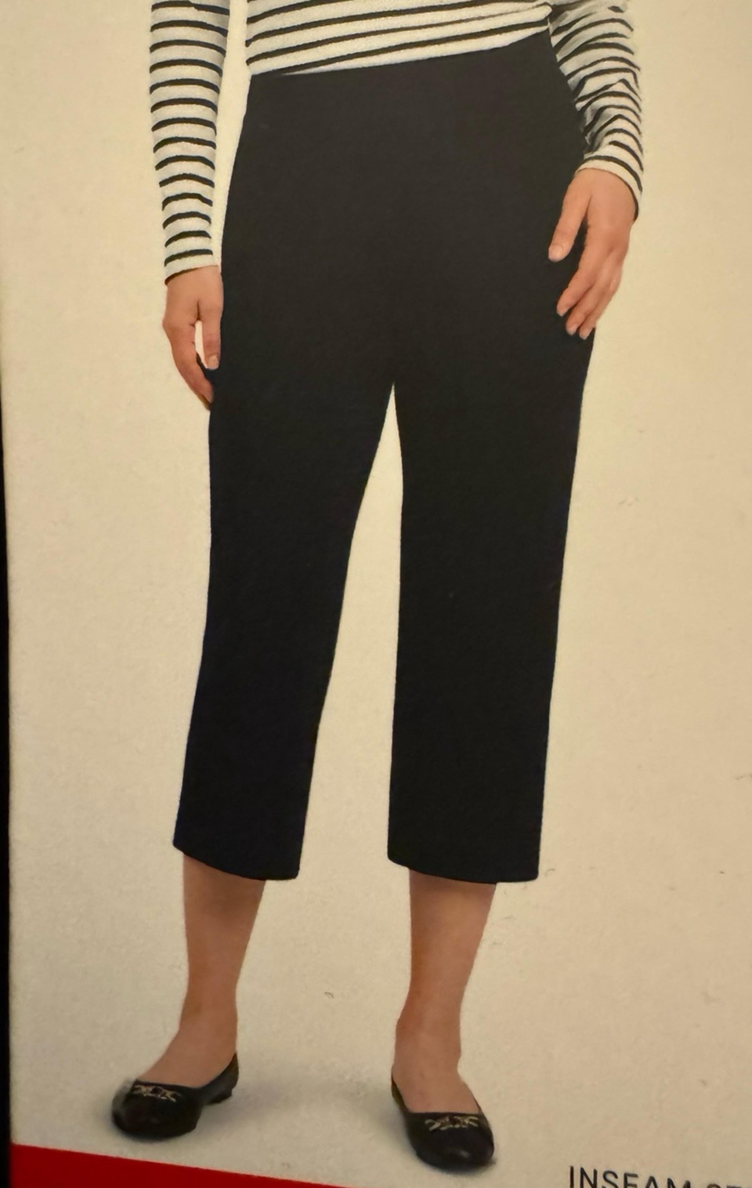 Lands' End Women's Shore Stretch Knit Elastic Waist Carpi Pants Black Sz M