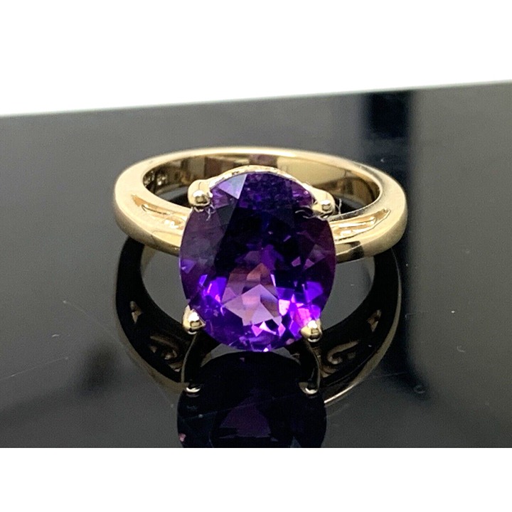 Purple Gemstone Cocktail Ring 14k Yellow Gold Women's Estate Jewelry Size 6.25