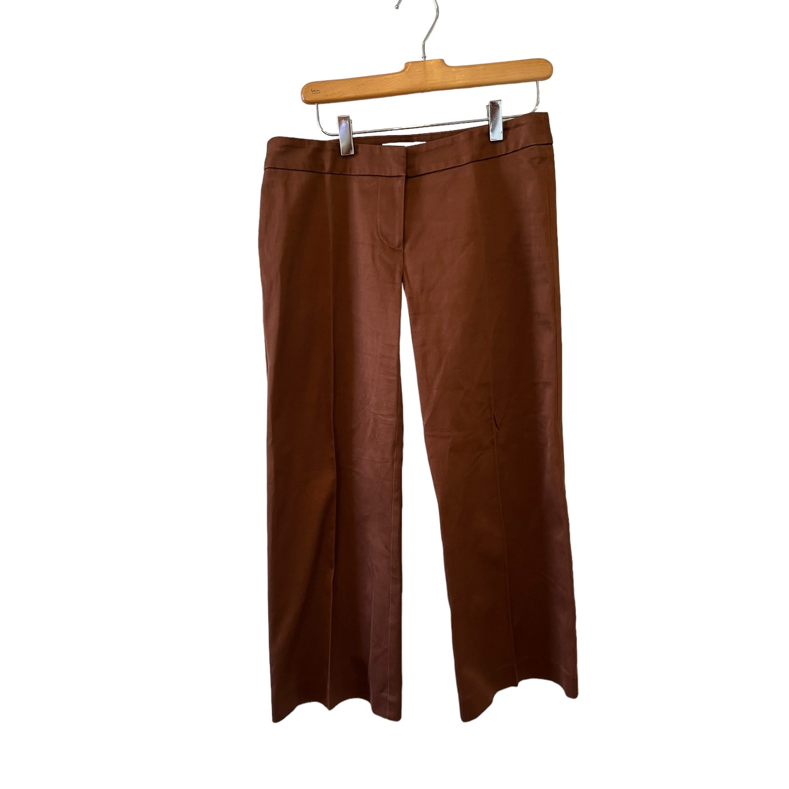 Trina Turk Cropped Straight Leg Cotton Pants Chestnut Brown 6