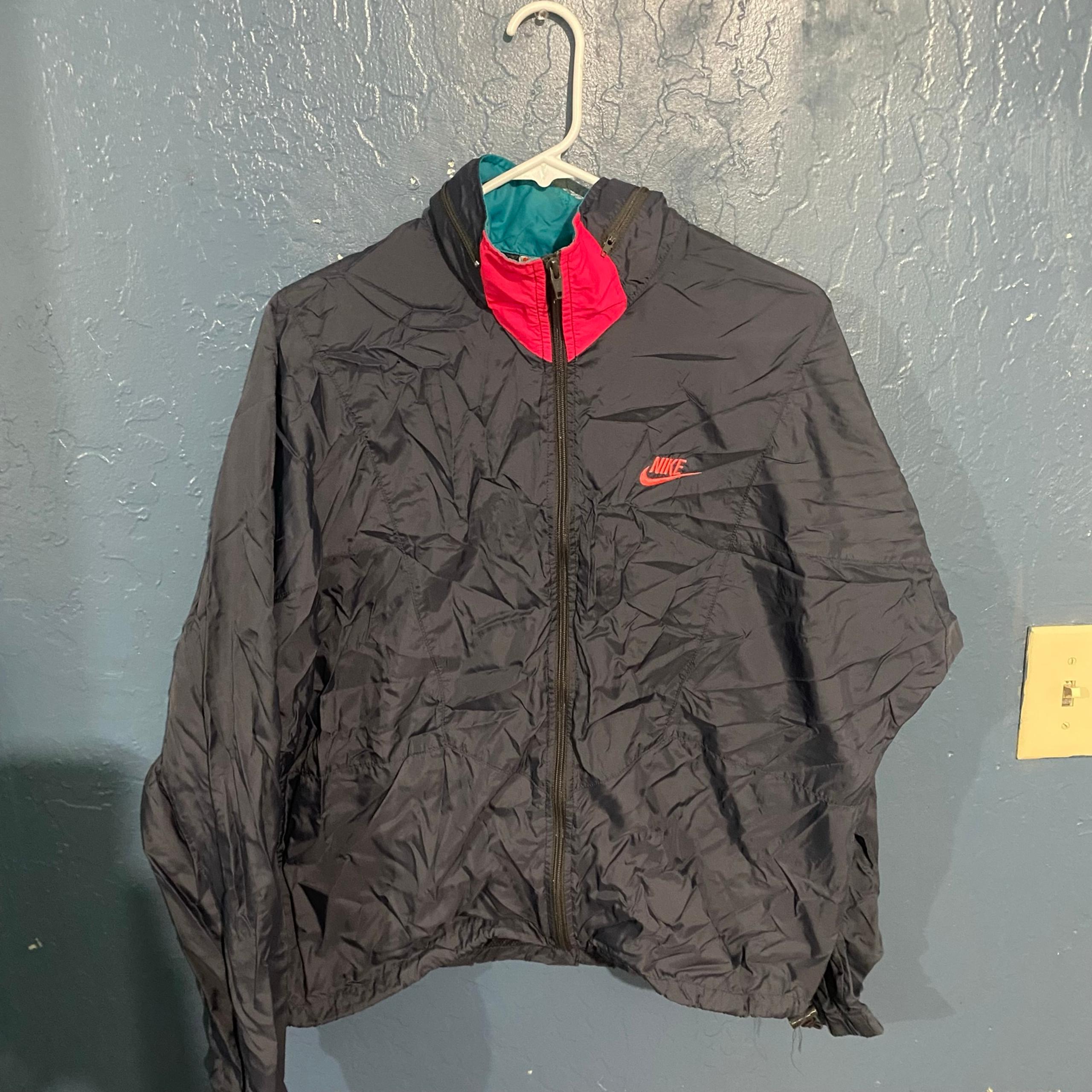 Vintage Nike Gray/Neon Pink/Turquoise Windbreaker Jacket Gray Tag Women’s Size M