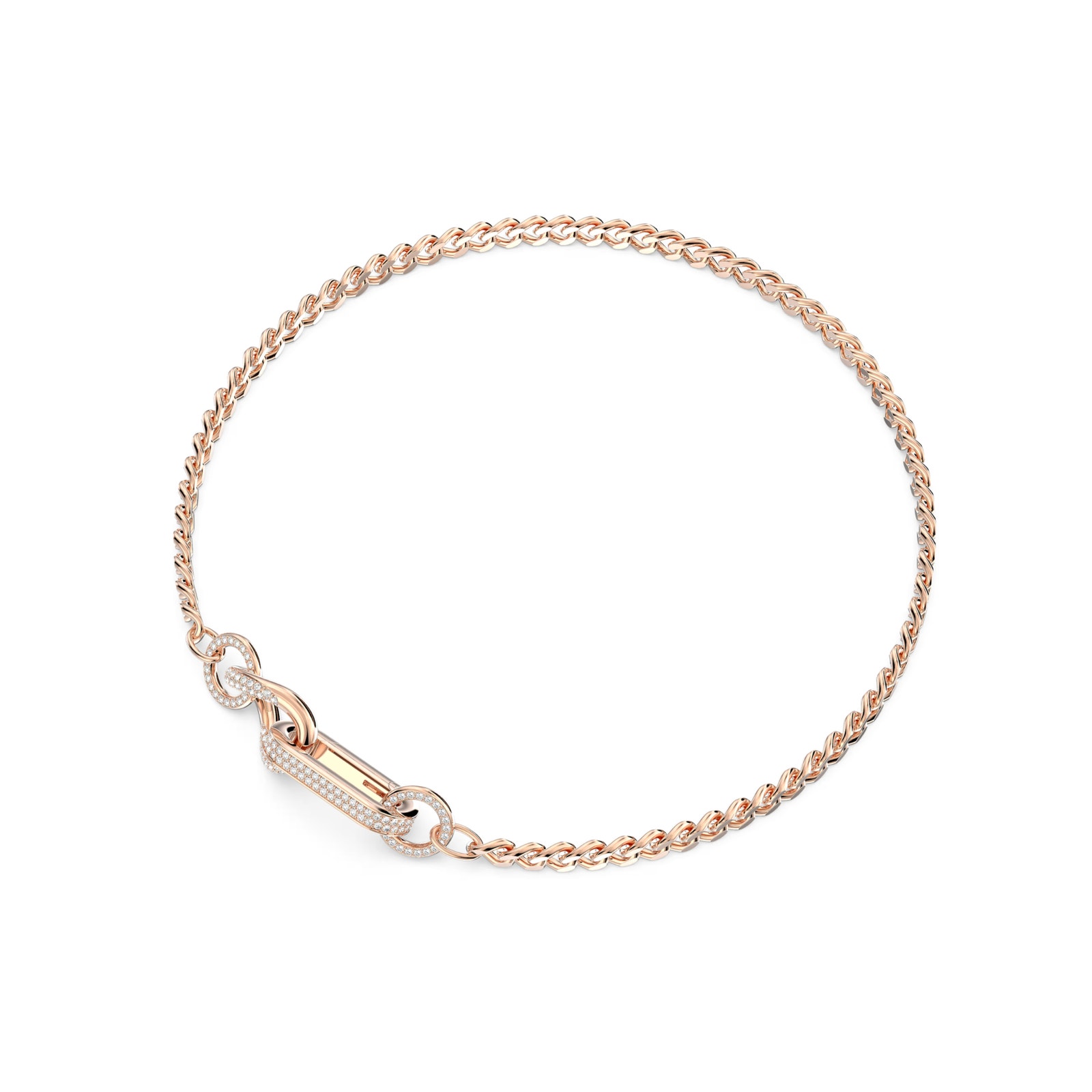 Swarovski Dextera necklace Pavé, Mixed links, White, Rose gold-tone plated Small
