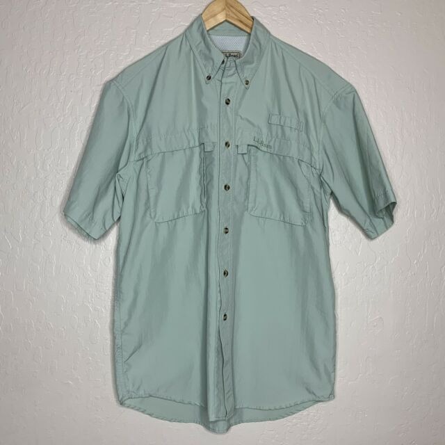 LL Bean Tropicwear UPF Khaki Vented Tab Sleeve Fishing Hiking Shirt Men’s SZ S