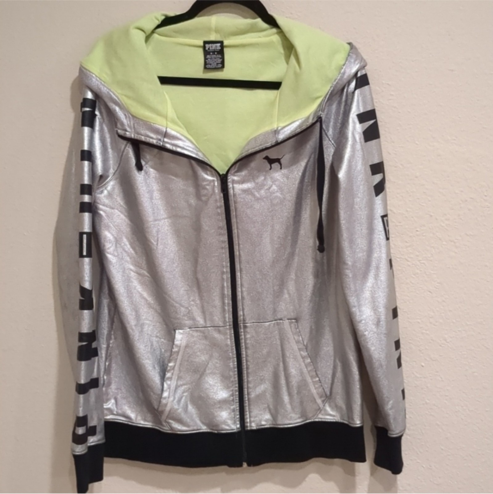 PINK Victoria's Secret Special Edition Silver Hoodie Size Medium