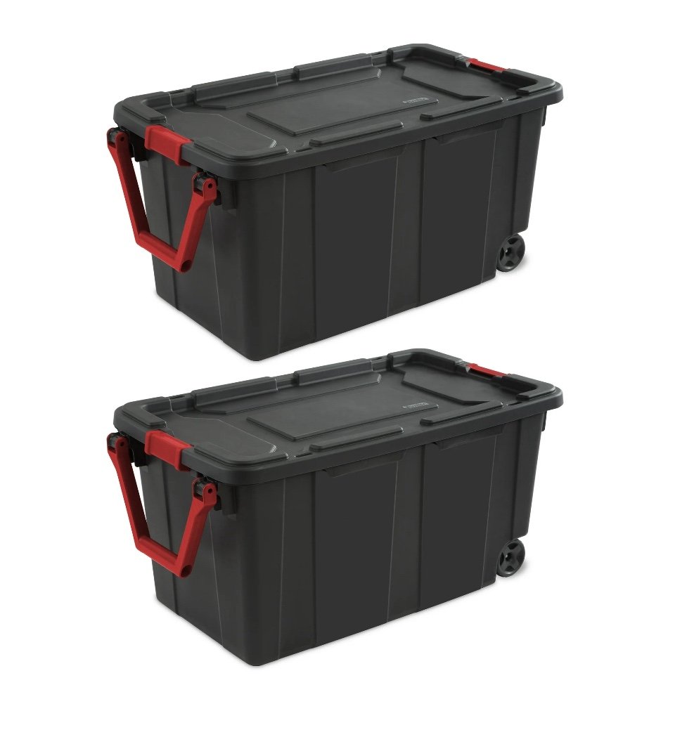 Sterilite 40 Gallon Wheeled Storage Box, Set of 2 - Durable & Mobile
