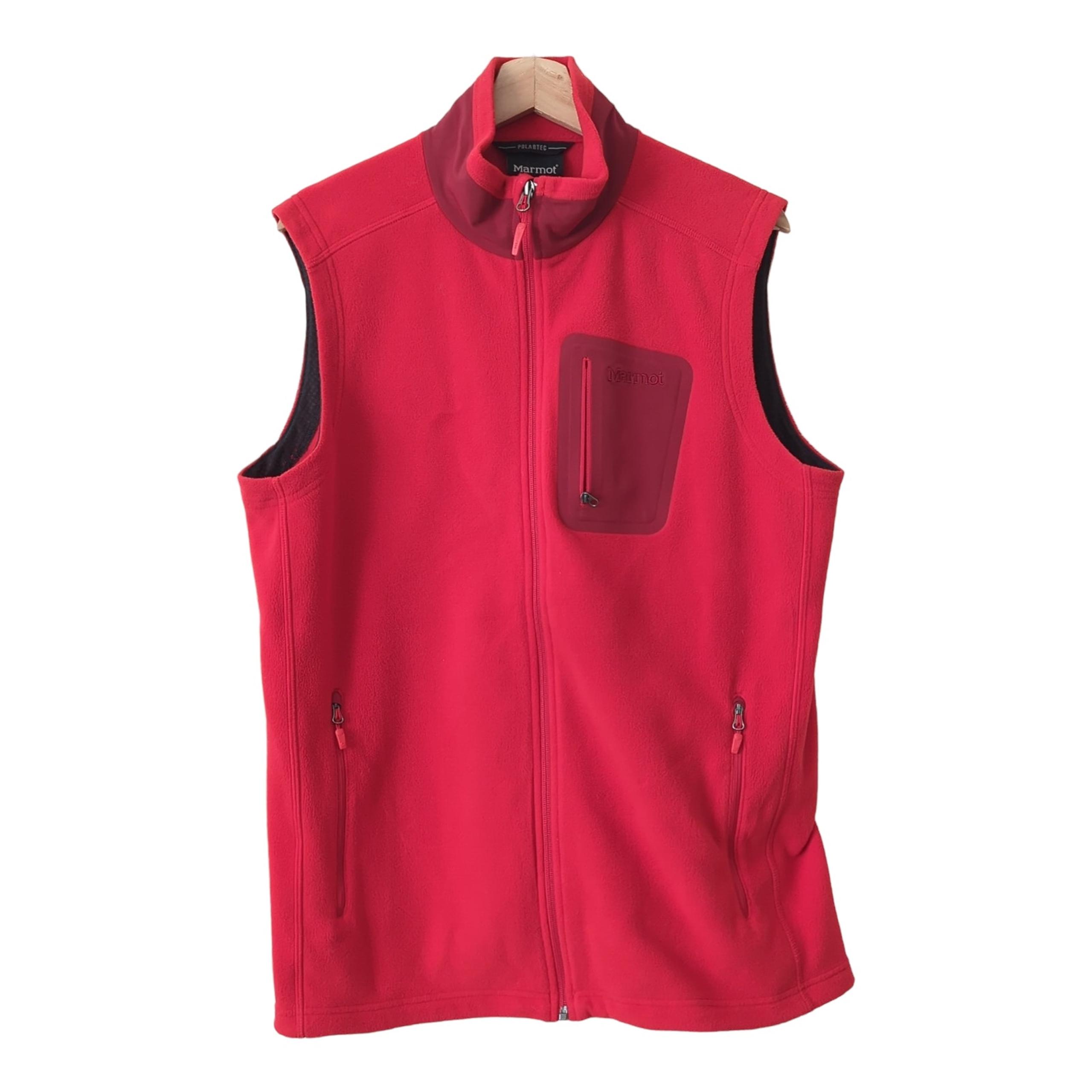 Marmot Polartec Red Full Zip Fleece Vest Mens Size Large Microfleece Warm Layer