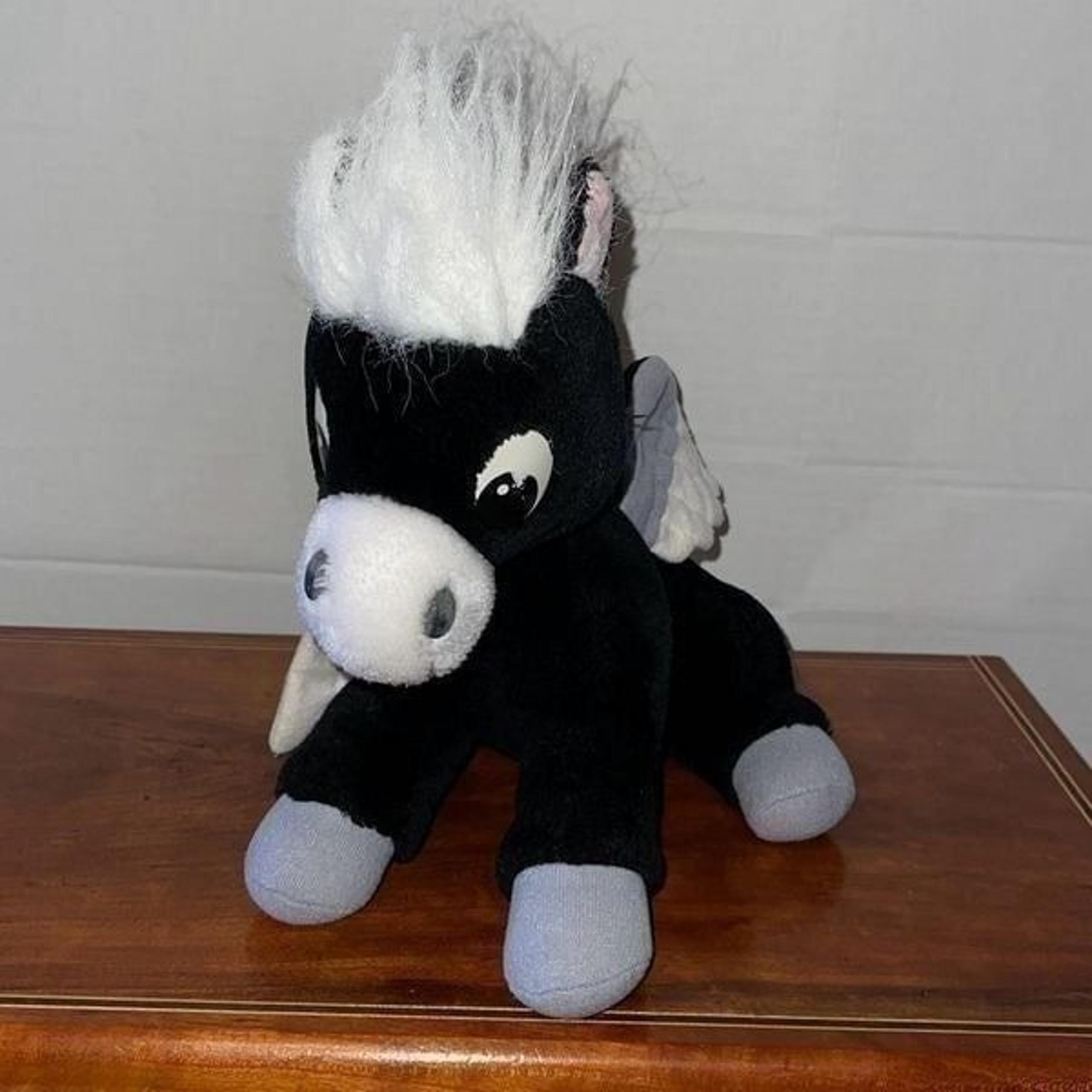 Fantastic plush Black Pegasus Horse 11” Vintage Disneyland Walt Disney World
