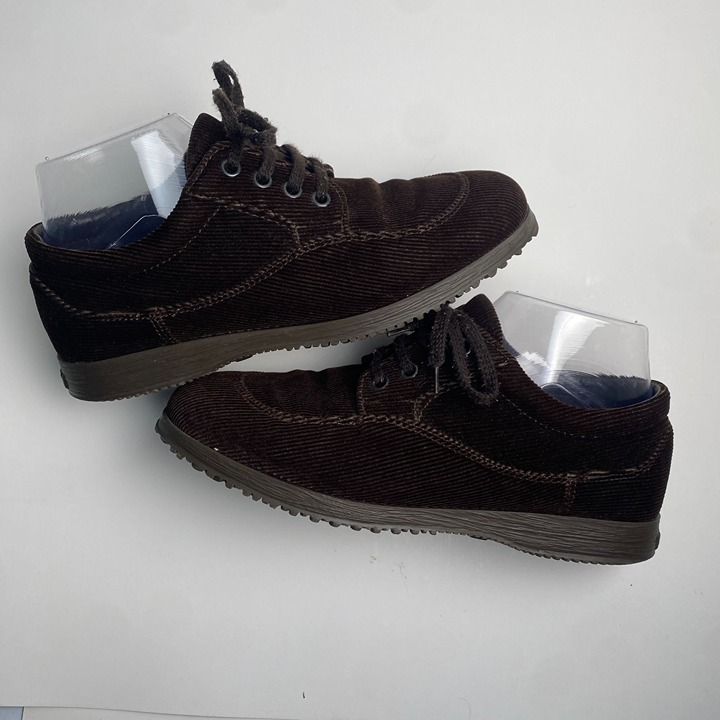 Hogan Womens Vintage Brown Corduroy Oxford Trainers Handmade In Italy Size 37