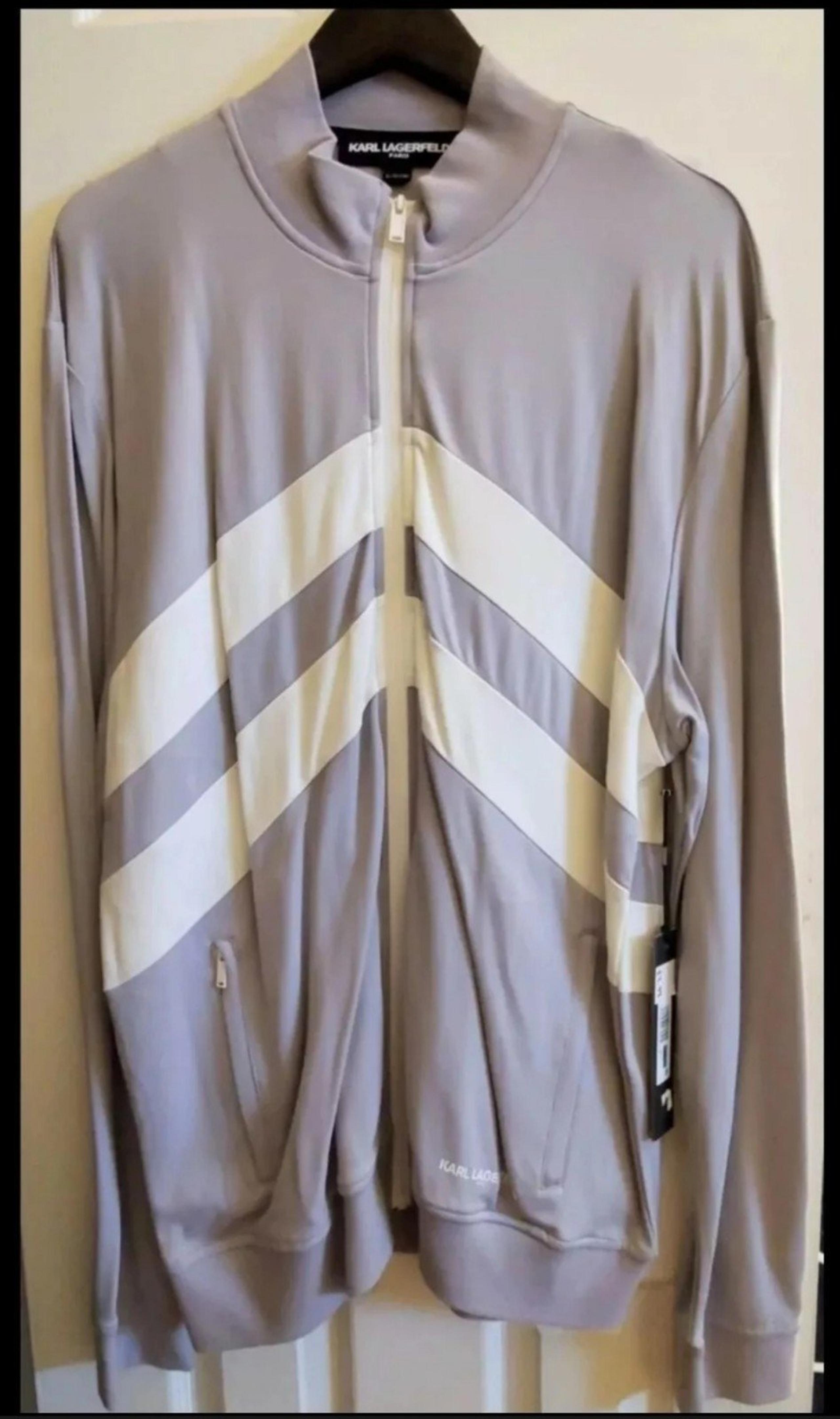 Karl Lagerfeld Paris Men's Chevron Track Jacket☆NWT☆X-LARGE.