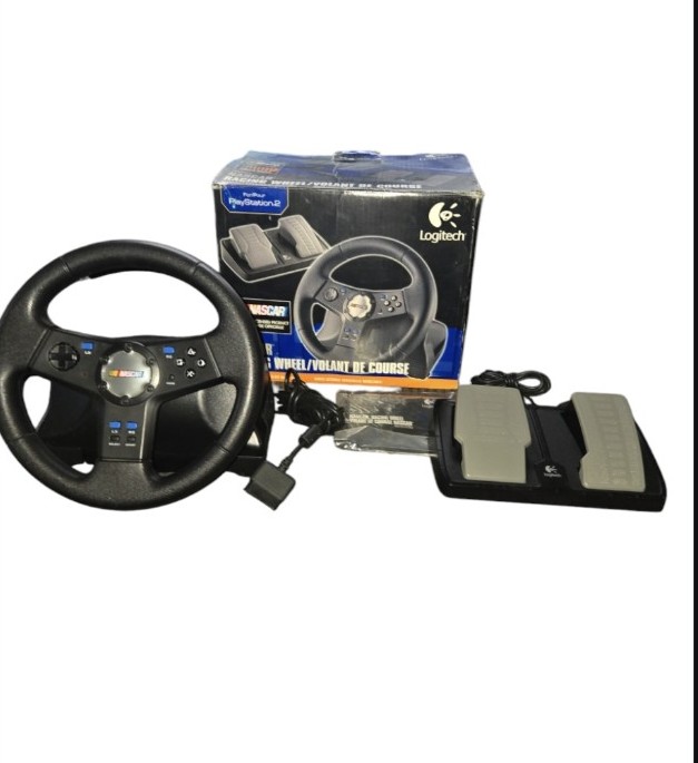 Logitech Nascar Racing Steering Wheel & Pedals for PS2 (Playstation 2) -