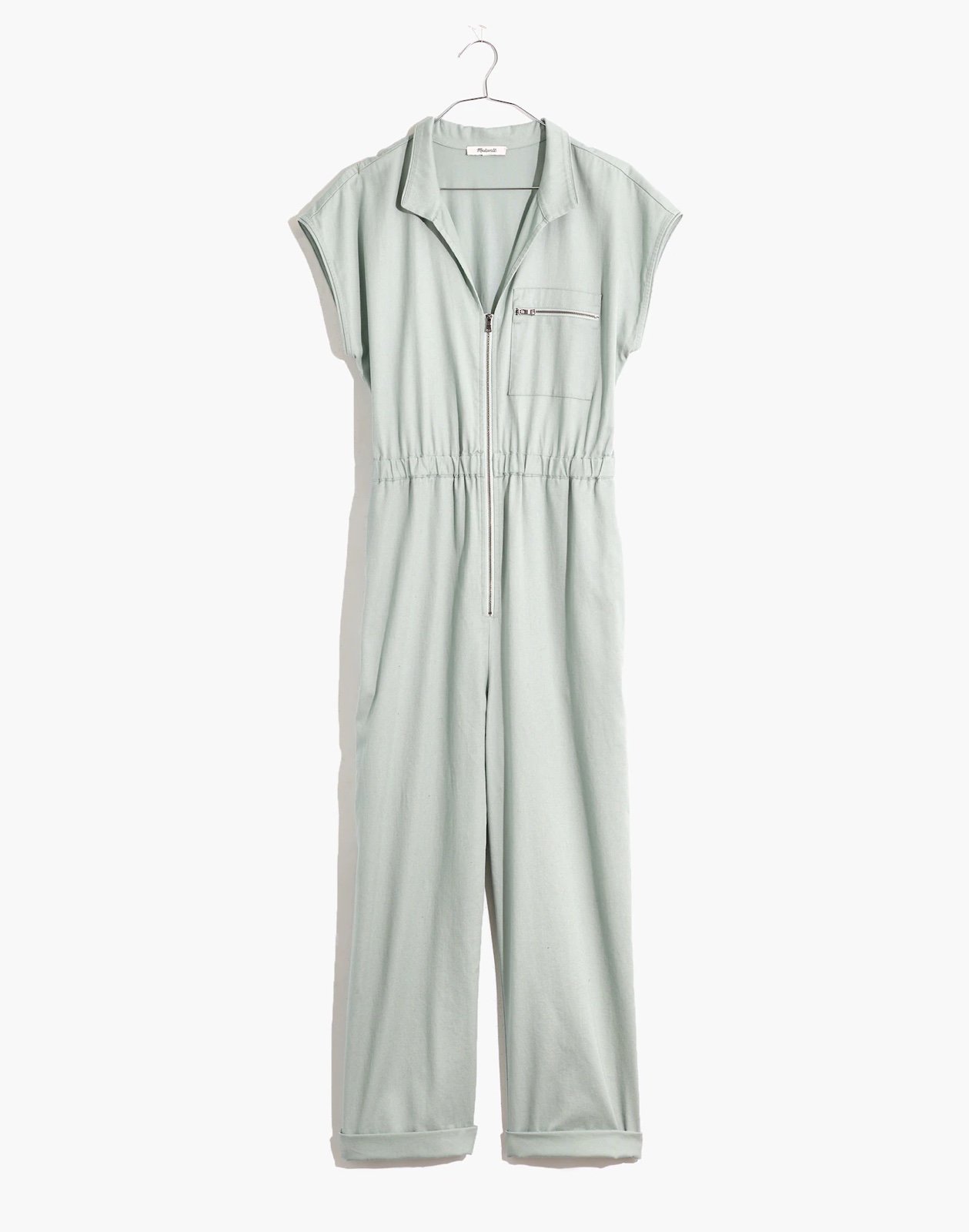 Madewell Petite Short-Sleeve Zip-Pocket Coverall Jumpsuit