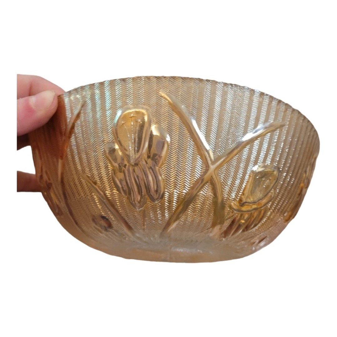 VTG Jeannette Carnival Glass Iris Large Fruit Bowl