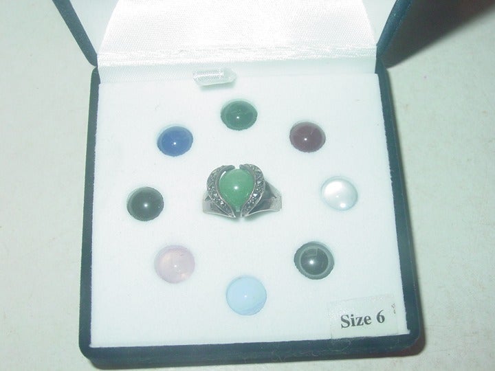 Sterling New in Box Ring With Interchangeable 8 Stones Size 6