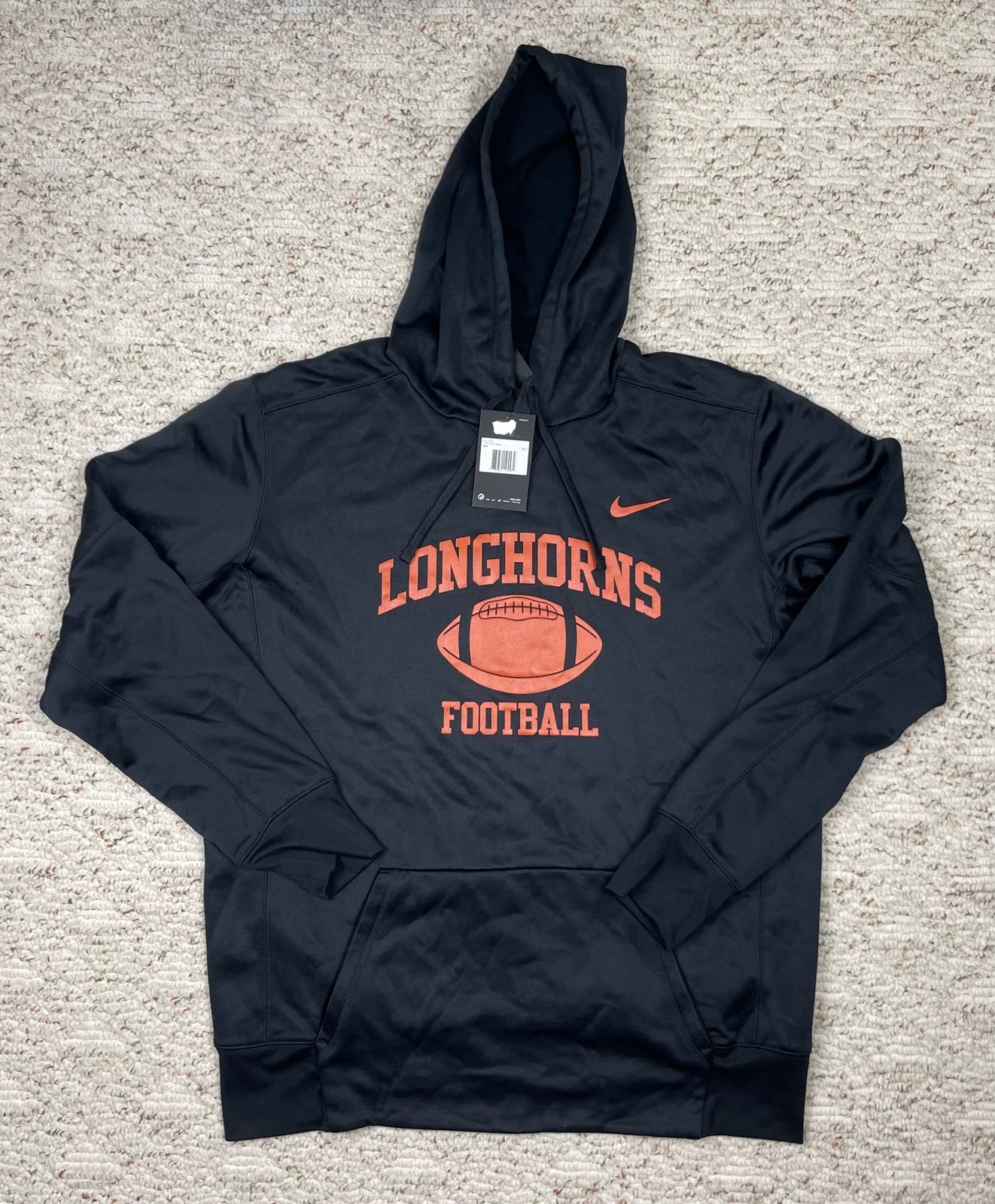 New Sz XL Tall Men’s Nike Texas Longhorns Football Dri-Fit Hoodie Black