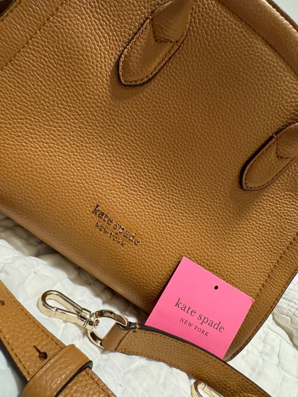 Rare Kate Spade Pebbled Leather Brown Knott Bungalow Medium Satchel
