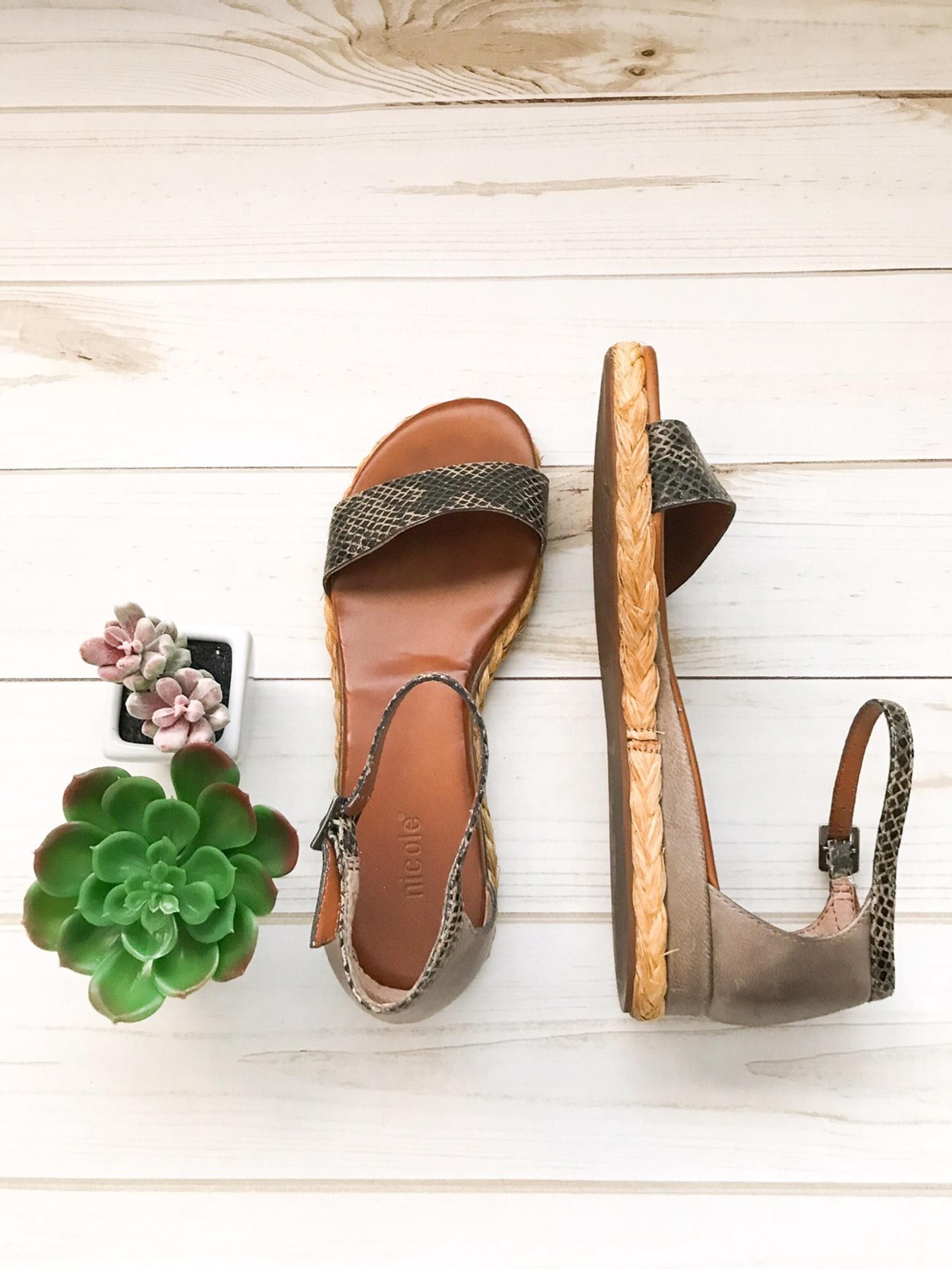 “Ponder” Leather Wedge Sandals - Nicole