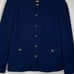 Talbots Womens Knit Band Jacket Size 12 Military Style Navy Gold Buttons Classic